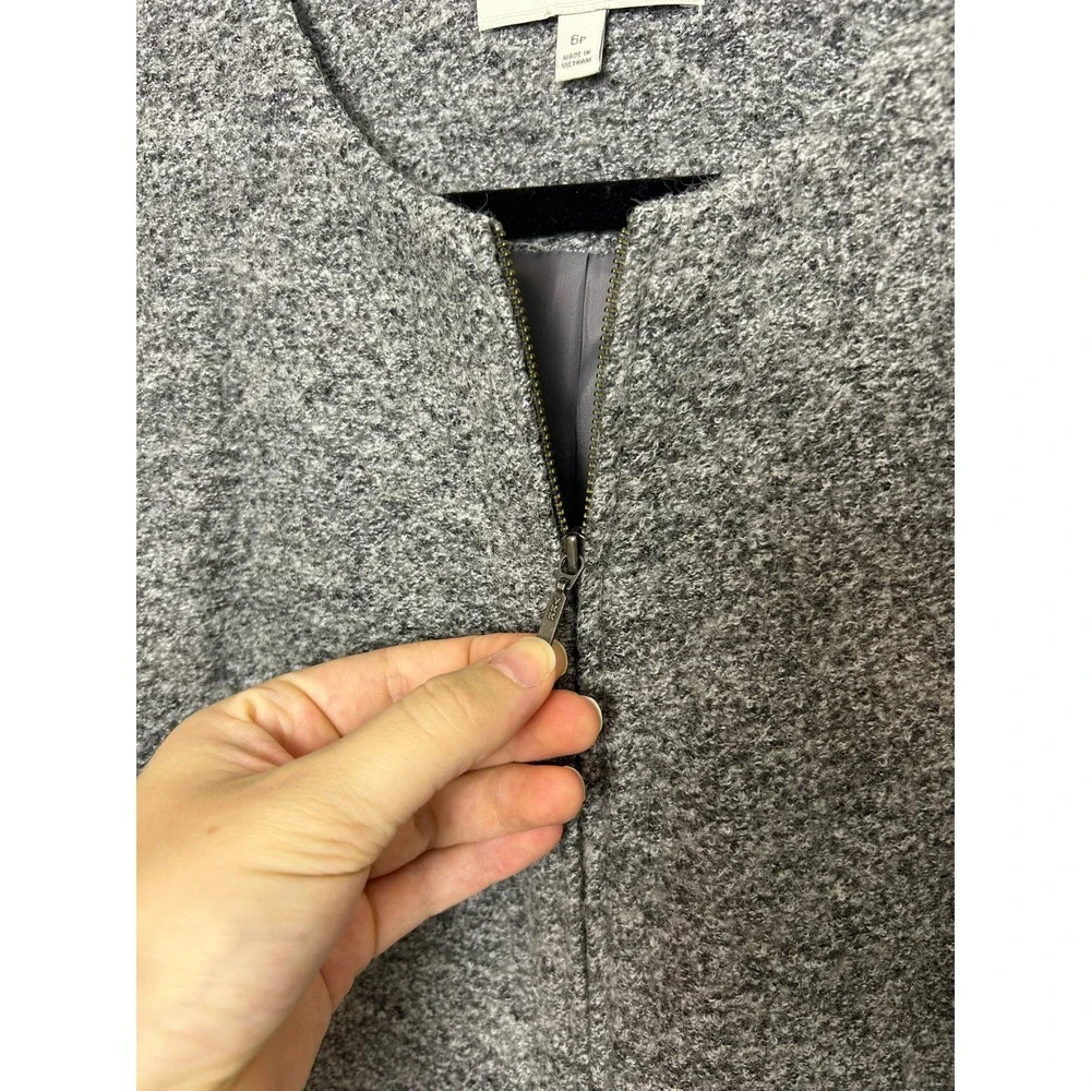 Talbots Blazer Women's 6P Jacket Gray Tweed Wool Blend Zip Front career workwear
